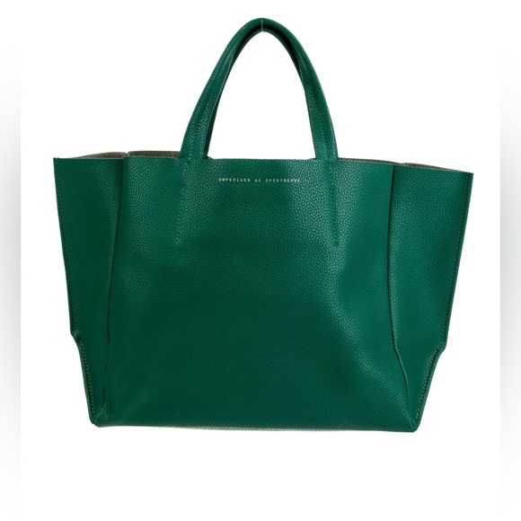 Ampersand as Apostrophe Green Leather Tote Bag - Picture 1 of 6